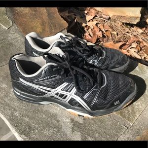 ASICS black and silver volleyball shoes size 9.5